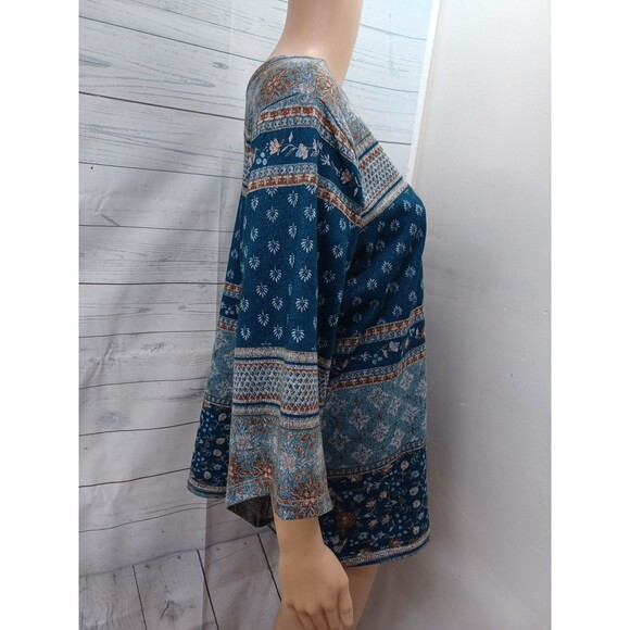 Est 1946 Cato Top Blouse Green Brown Floral Stretch V Neck Sz M - Picture 4 of 10